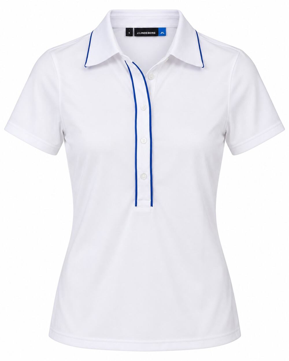 J.Lindeberg Women’s Small White Soft Compression Golf Polo NWT Blue Trim